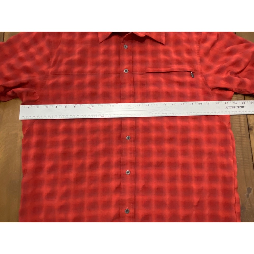 Eddie Bauer Voyager Flex Shirt Men's Medium Red Plaid Short Sleeve Button Down - Picture 7 of 8